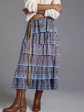 Cecilia Prado x Anthropologie Tiered Maxi Skirt MSRP $260